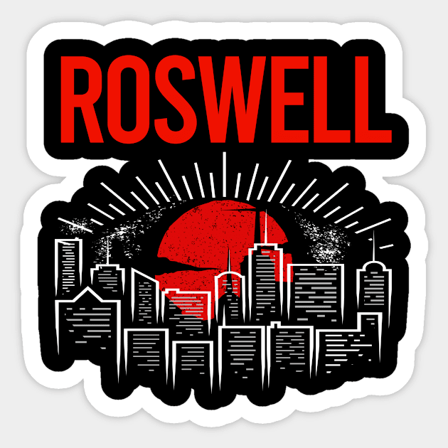 Red Moon Roswell Sticker by flaskoverhand